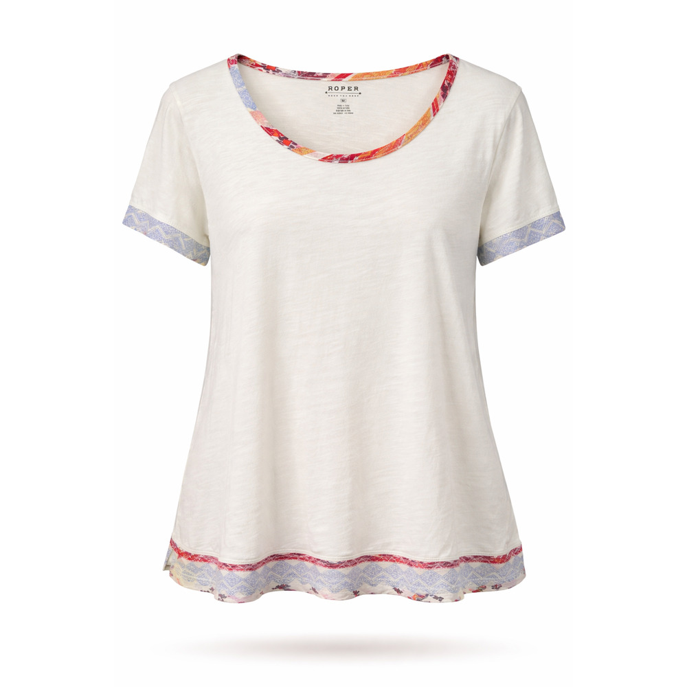 Roper Western Boho Paisley Trim Cotton Tee Festival Coastal Cowgirl Casual XL